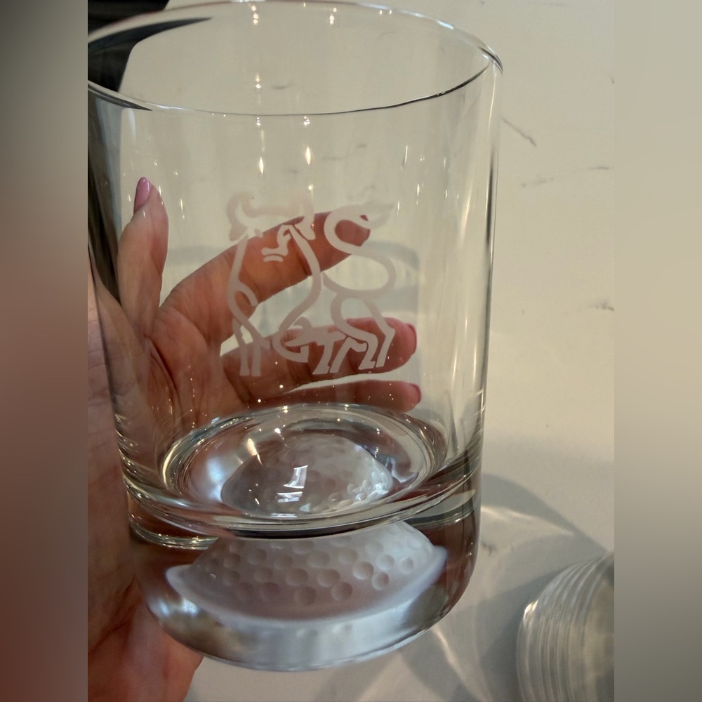 Merrill Lynch Golf whiskey glasses with Golf Ball Accent - Set of 2 NIB - Picture 5 of 15